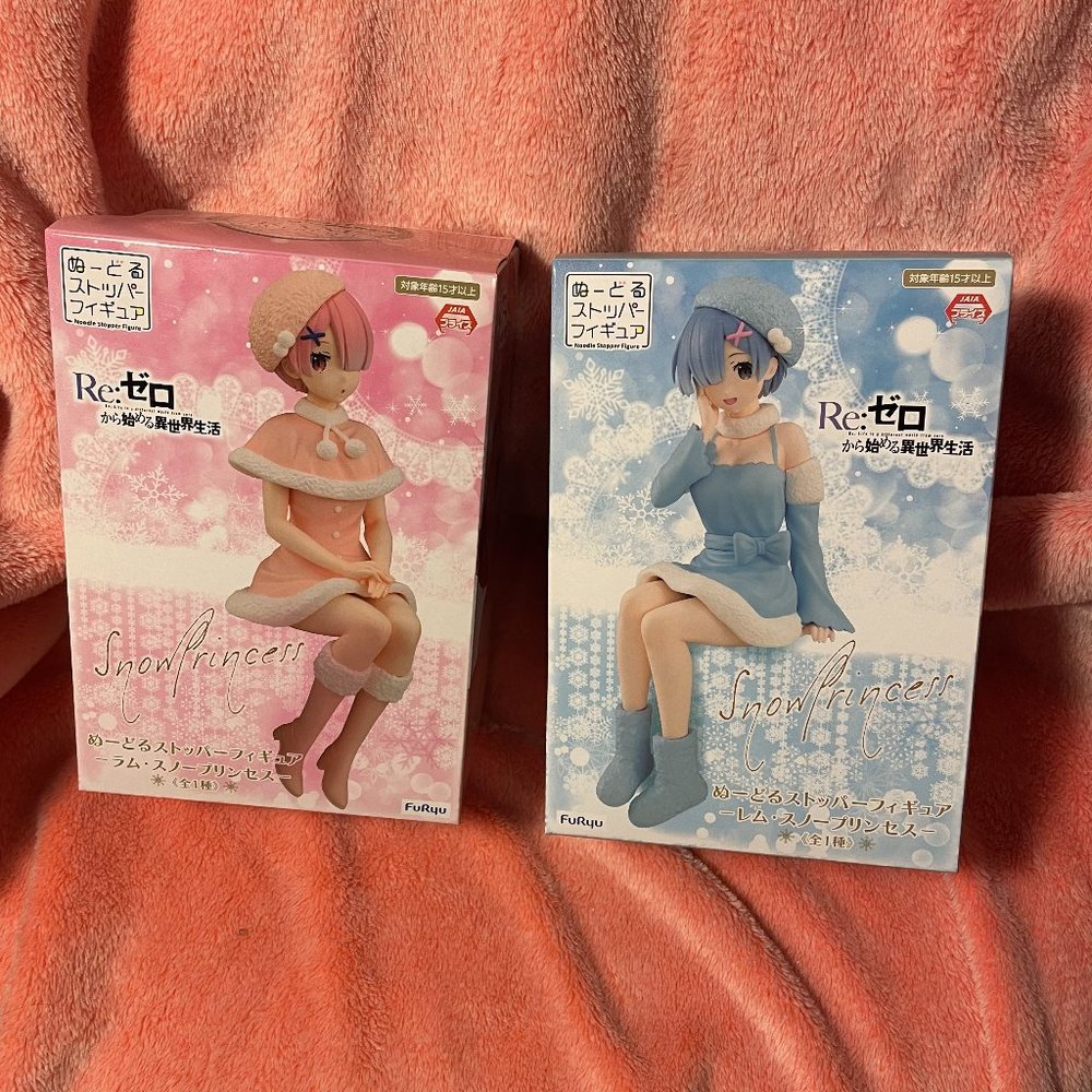 NEW Re:Zero Rem Ram Noodle Stopper Figure Snow Princess Set of 2 Japan FuRyu